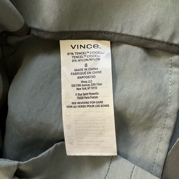 Vince Tie Waist Straight leg Trousers In Aqua Stone - Picture 11 of 16